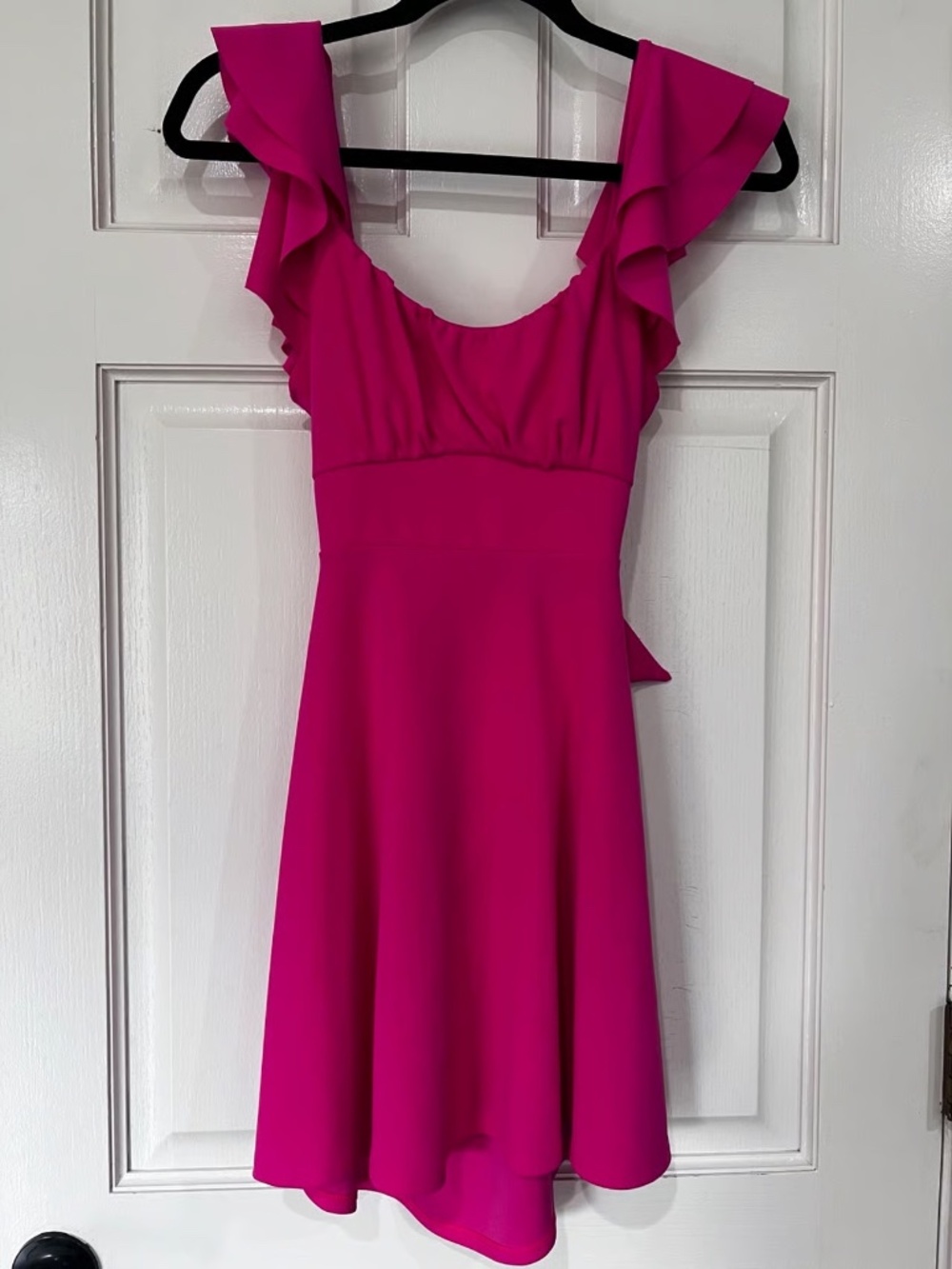 Pink Ruffle-Shoulder Mini dress